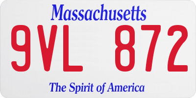 MA license plate 9VL872