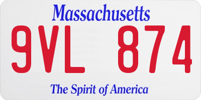 MA license plate 9VL874