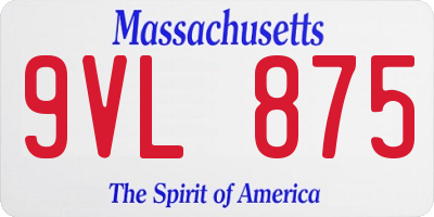 MA license plate 9VL875
