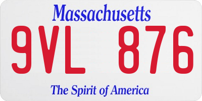 MA license plate 9VL876
