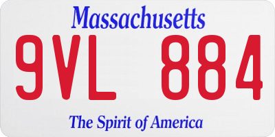 MA license plate 9VL884