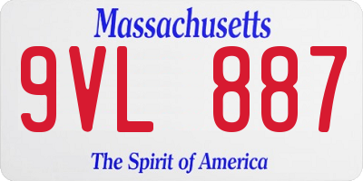MA license plate 9VL887