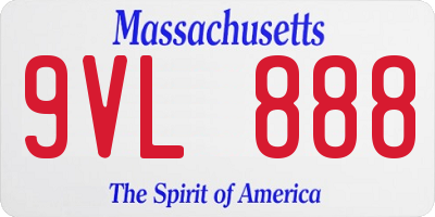 MA license plate 9VL888