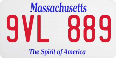 MA license plate 9VL889