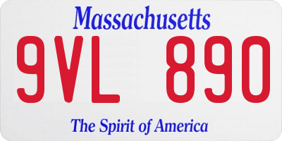 MA license plate 9VL890