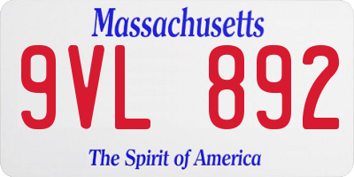 MA license plate 9VL892