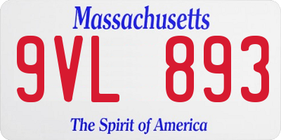 MA license plate 9VL893