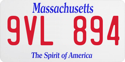 MA license plate 9VL894