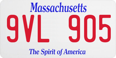 MA license plate 9VL905
