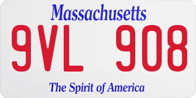 MA license plate 9VL908