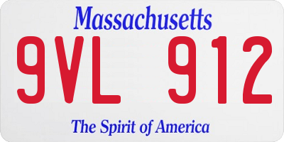 MA license plate 9VL912