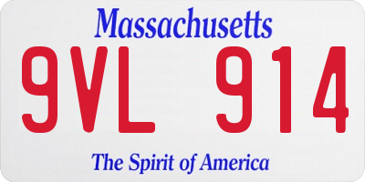 MA license plate 9VL914
