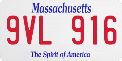 MA license plate 9VL916