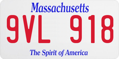 MA license plate 9VL918