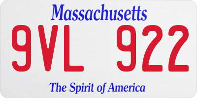 MA license plate 9VL922