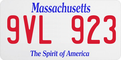 MA license plate 9VL923