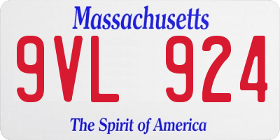 MA license plate 9VL924
