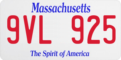 MA license plate 9VL925