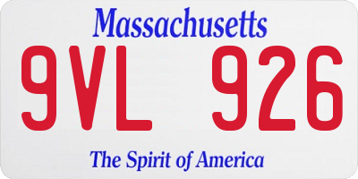 MA license plate 9VL926