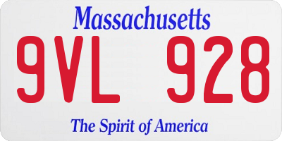 MA license plate 9VL928