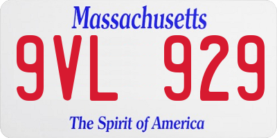 MA license plate 9VL929