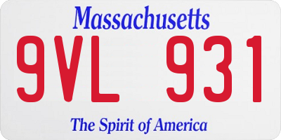 MA license plate 9VL931
