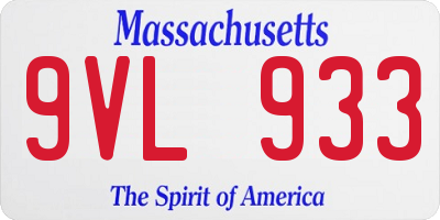 MA license plate 9VL933
