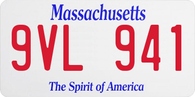 MA license plate 9VL941