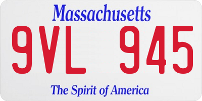 MA license plate 9VL945