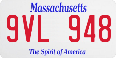 MA license plate 9VL948