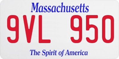 MA license plate 9VL950