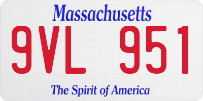 MA license plate 9VL951