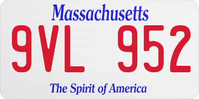 MA license plate 9VL952