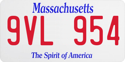 MA license plate 9VL954