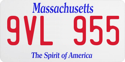 MA license plate 9VL955
