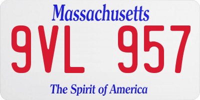 MA license plate 9VL957