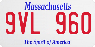 MA license plate 9VL960