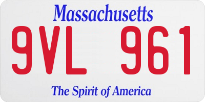 MA license plate 9VL961
