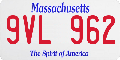 MA license plate 9VL962