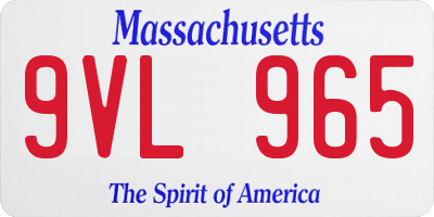 MA license plate 9VL965