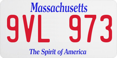 MA license plate 9VL973