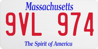 MA license plate 9VL974