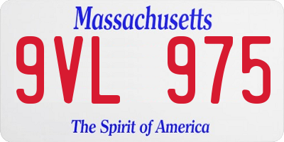 MA license plate 9VL975