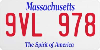 MA license plate 9VL978