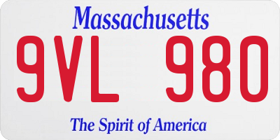 MA license plate 9VL980