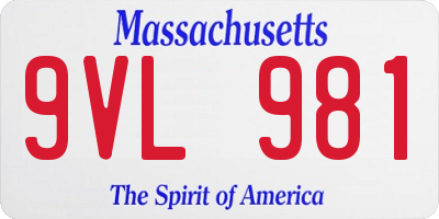 MA license plate 9VL981