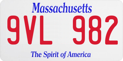 MA license plate 9VL982