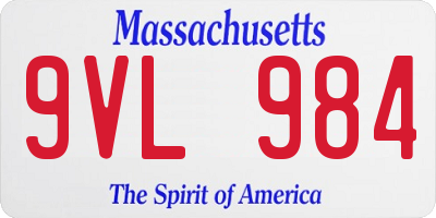 MA license plate 9VL984