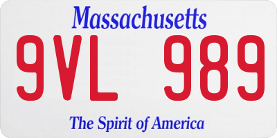MA license plate 9VL989