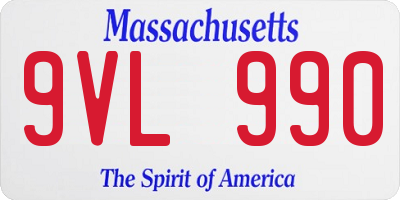 MA license plate 9VL990